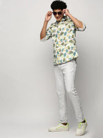 Men Green Floral Shirt-PRISM-M204-1607-Green