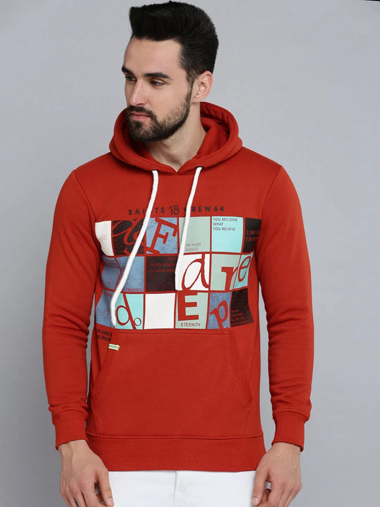 Men Orange Solid Sweatshirt-SCAW-35-Rust