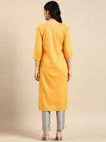 Women's Yellow Printed Straight Kurta-SKC-3375-Yellow