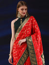 Saree Mall Women's  Blend Red Woven Design Designer Saree With Blouse Piece-SGITRIUS03F