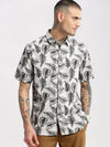 Men Spread Collar Floral Grey Casual Shirt-REVERIE-2129-Grey