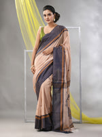 Beige Cotton Handspun Soft Saree-MA57CH331710019