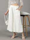 Women's Off White Solid Culottes-AE-1118-Offwhite