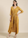 Women Mustard Printed Kurta Set-FS-3053-Mustard