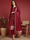 Ahika Polyester Ethnic motifs Maroon Indian Ethnic-PKSKD2401_XS