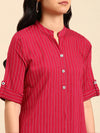 Women's Magenta Striped Kurta Set-SKC-7915-Magenta