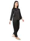 Smarty Pants Women's Silk Satin Black Color Night Suit