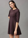 Women's Brown Solid A-Line Dress-DQ-16-695-D-Coffeebrown