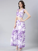 Women White Tie Dye Co-Ords-AE-16014-Whitepurple