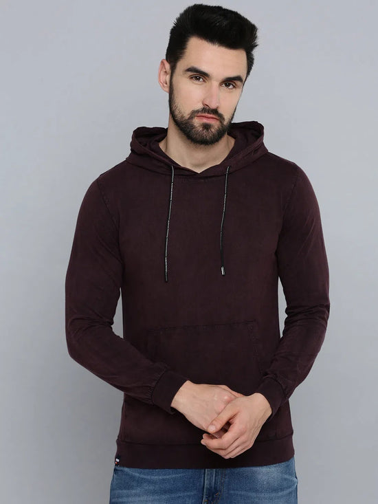 Men Purple Solid Sweatshirt-MSK-S-1866-Violet