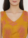 Block Printed Front overlap Maxi dress in Mustard