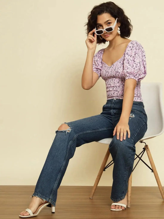 Lilac Floral Printed Top