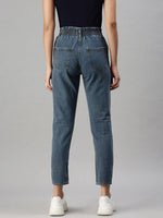 Women's Denim Blue Mom Fit Jeans-GZ5008-Blue