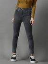 Women's Grey Solid Skinny Fit Denim Jeans-GZ-5288-Grey