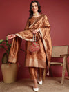 Ahika Polyester Ethnic motifs Brown Indian Ethnic