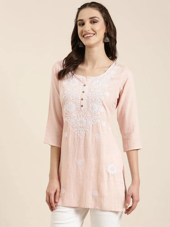 Women Pink Floral Straight Kurti-NJ-3600282-Pink