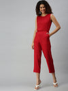 Women's Brown Solid Jumpsuit-AE-9889-Red