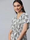 Women's Printed White Top-AE-10277-Whiteblack