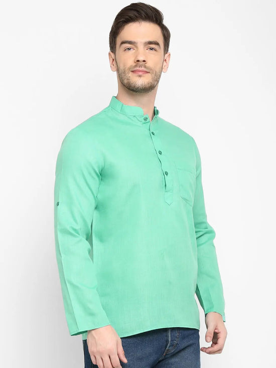 Hangup Men Standard Solid Men's Indian Wear-DarkParrot_Magic_Patch_ShortKurta