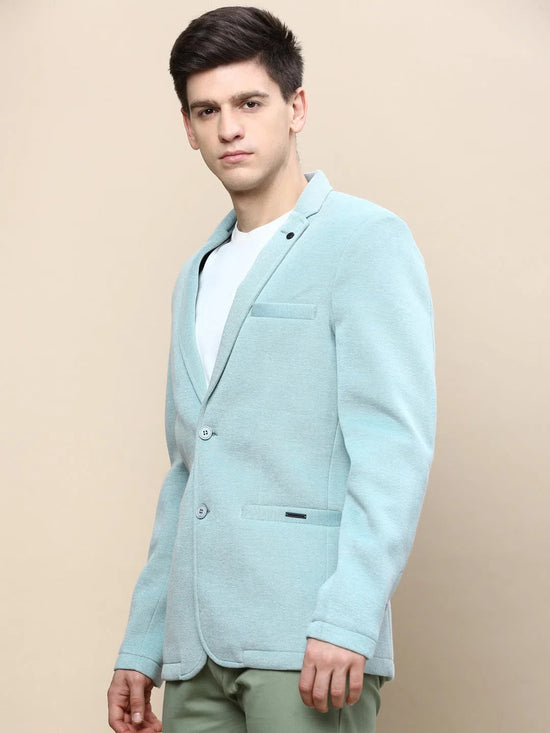 Men Green Solid Casual Blazers-AR-47-Seagreen