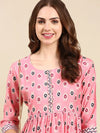 Women's Pink Printed Kurta Set-SKC-1010-Pink