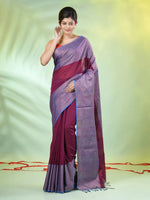 Purple Cotton Saree With Zari Borders-MA66BCT43620003