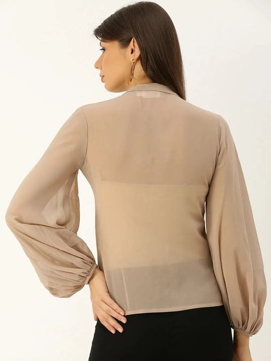 Extra Balloon sleeve Blouse in Taupe