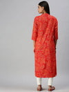 Women's Orange Printed Straight Kurta-CR1434-Orange