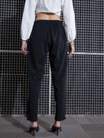 Women Black Waist Button Pants