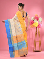 Off White Pure Cotton Tant Saree With Woven Designs-MA51TT43490087