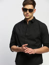 Men Black Striped Shirt-HEPTAGON-1775-Charcoal