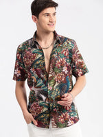 Men Spread Collar Floral Multi Casual Shirt-REVERIE-2105-Multi