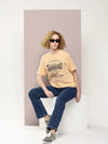 Dillinger Beige Graphic Oversized T-Shirt-WMNCR507BGE-XS