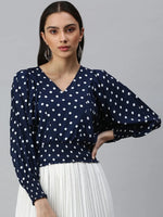 Women's Printed Navy Blue Top-AE-10173-Navybluewhite