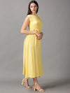 Women's Yellow Solid Fit and Flare Dress-AE-15689-Yellow