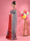 Dark Grey Pure Cotton Tant Saree With Woven Designs-MA51TT43480073