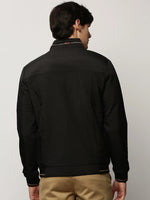 Men Black Solid Casual Bomber Jackets-ZD-3200-Black