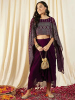 Cape Top with Draped Skirt in Purple Color