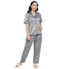 Smarty Pants Women's Silk Satin Grey Color Stuart Little Printed Night Suit