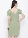 Double frill Sift dress in Pista Green