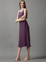 Women's Violet Solid A-Line Dress-AE-15057-Violet