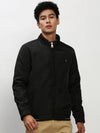 Men Black Solid Casual Bomber Jackets-ZD-3202-Black