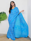 Saree Mall Women's Cotton Blue Printed Designer Saree With Blouse Piece-MINAXI1103