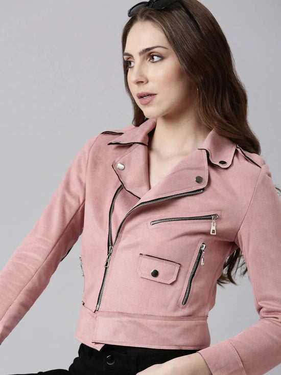 Women Pink Solid Tailored Jacket-CHN-953-Pink