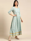 Women's Blue Printed Anarkali Kurta-HO-904-Turquoiseblue