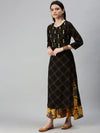 Women's Black Printed Kurta Set-GW1784-Black