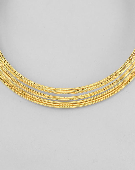 Gold-Plated Muti Layared  Hasli Necklace-VOJ330