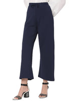 Smarty Pants Women's Cotton Lycra Indigo Blue Color Flared Trouser