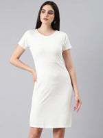 Women White Solid Bodycon Dress-AE-506-White