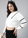 Women Solid White Crop Sweatshirt-2286-White